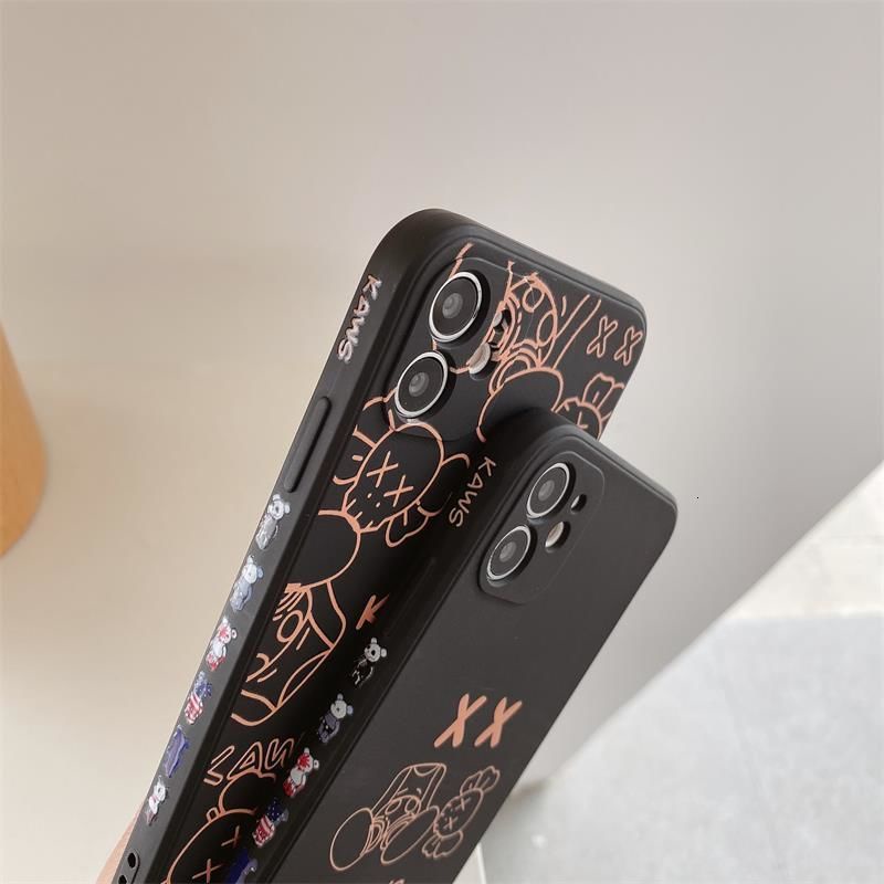 Soft case Silikon Karet Anti Jatuh Motif print Beruang Emas Hitam Untuk iPhone 12promax 7 8Plus SE X XS XR 12 11 11promax