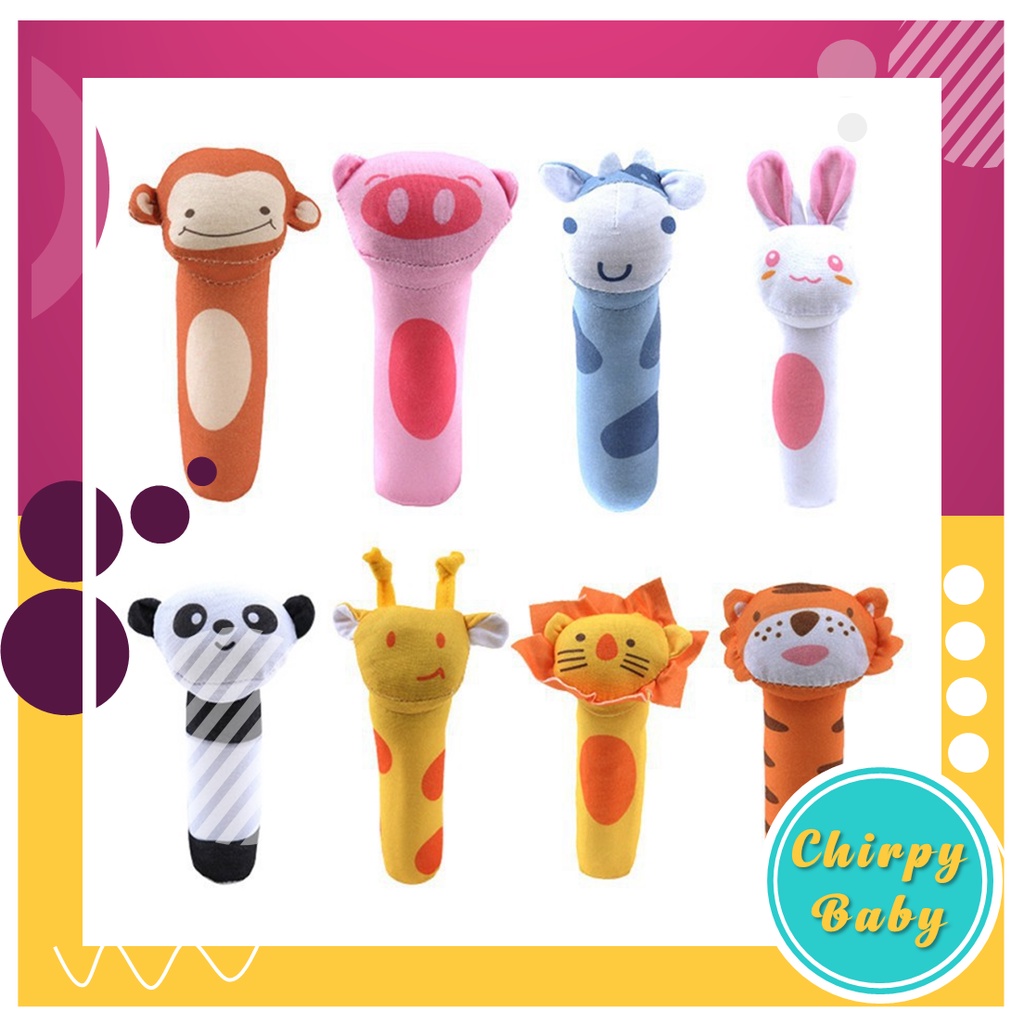 Mainan Bayi Rattle Toy Stick Boneka Tangan Bibi Genggam Plush Lucu Teether Gigitan toet toet