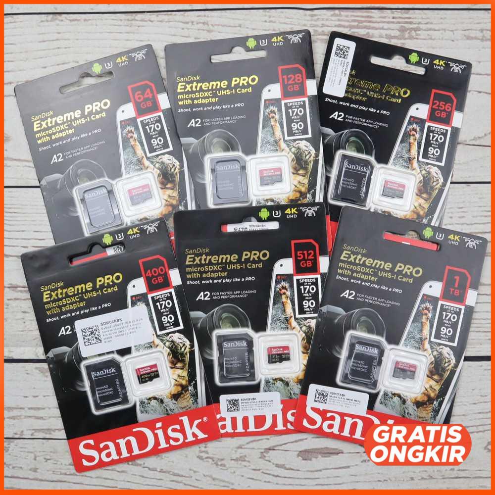 Sandisk MicroSDXC Extreme Pro A2 V30 UHS-1 170MBps Adaptor - SDSQXC