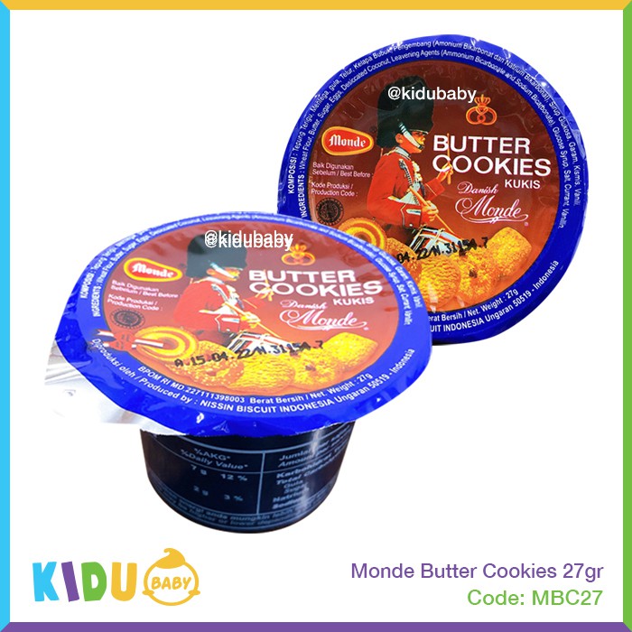 Monde Butter Cookies 27gr Kidu Baby Biskuit Cemilan / Cemilan Sehat dll (khusus ibunya) Kidu Baby