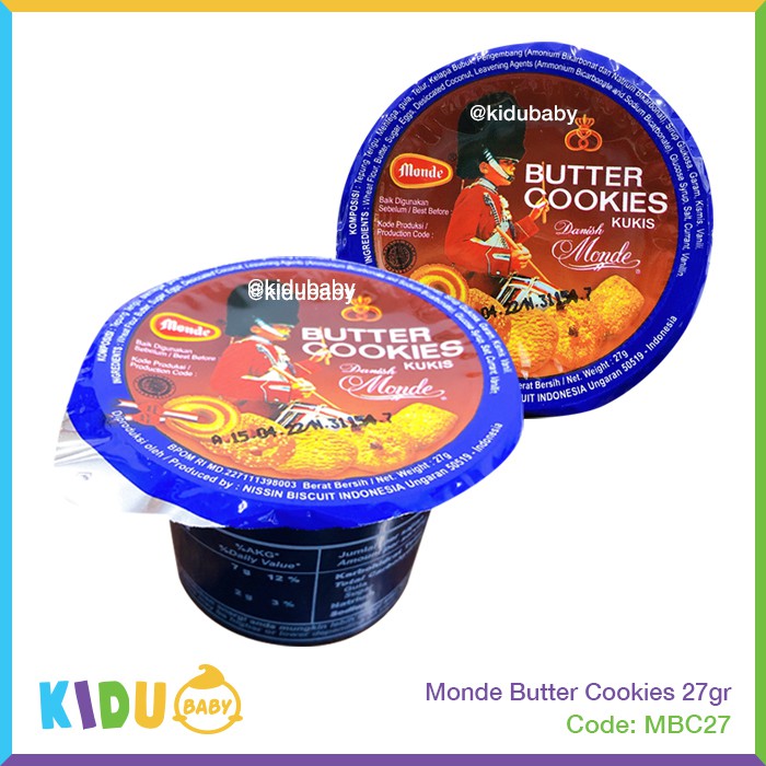 Monde Butter Cookies 27gr Kidu Baby Biskuit Cemilan / Cemilan Sehat dll (khusus ibunya) Kidu Baby