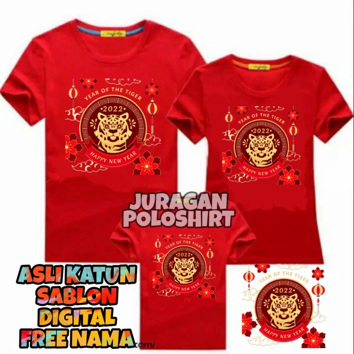 KAOS IMLEK 2022 TIGER-KAOS IMLEK FAMILY-KAOS UNISEX PRIA/WANITA-JRG27 - imlek terbaru 2022