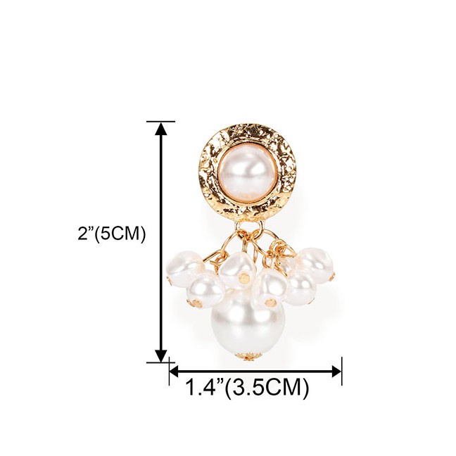 LRC Anting Tusuk Fashion Golden Studded Pearl Stud Earrings D71639