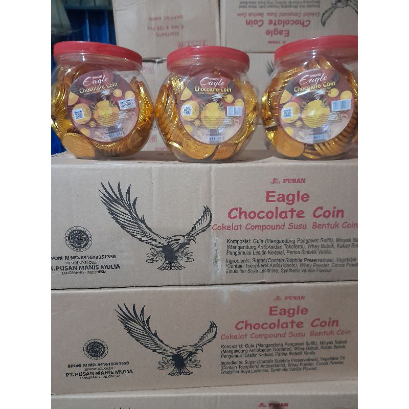 Coklat Eagle bentuk koin toples isi 125 pcs