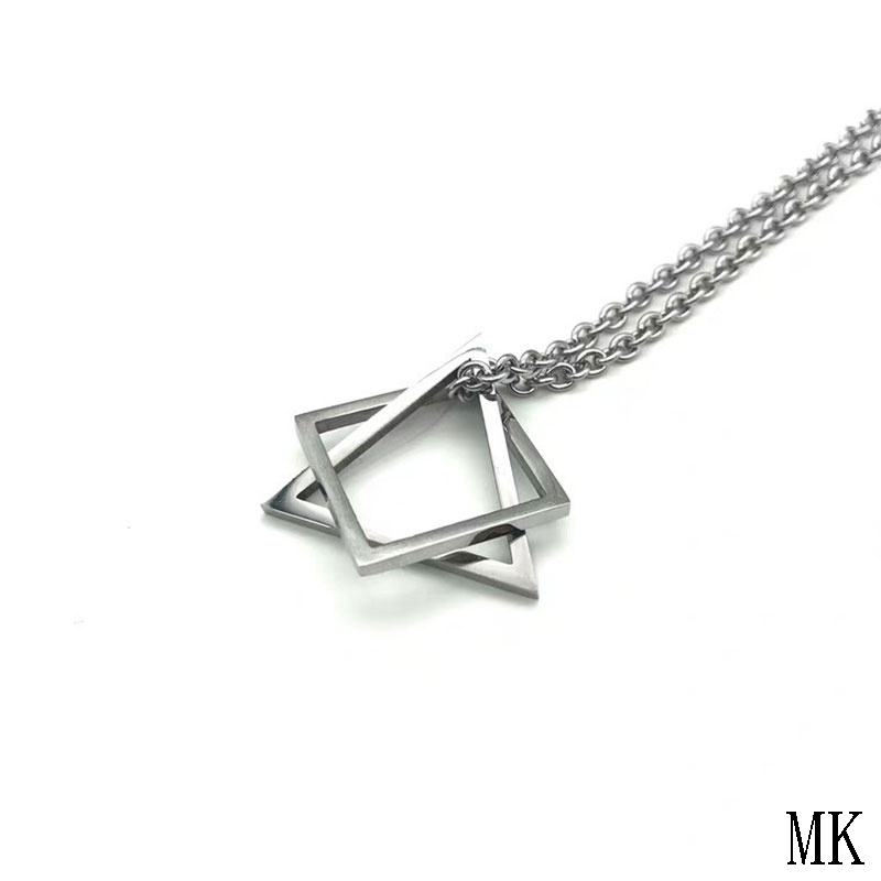 Kalung Liontin Bentuk Segitiga Geometris Bahan Titanium Steel Gaya Hip Hop Untuk Unisex MK