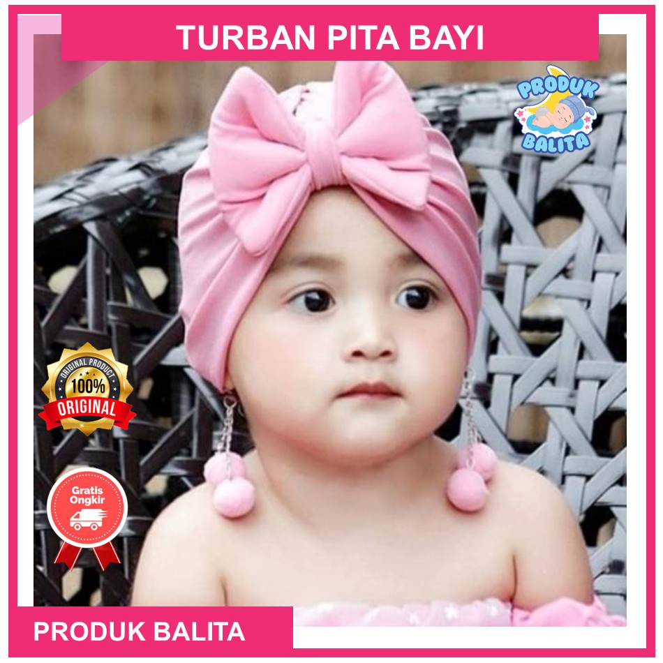 Turban Bayi Pom-pom Turban Anak Pita Acsesoris Kepala Bayi New Born