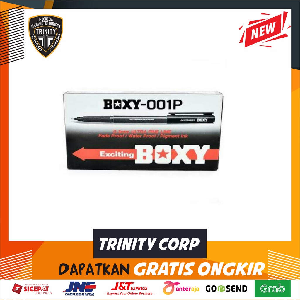 

Pen Boxy - 001P (0,3mm ultra fine line) water proof hitam/biru perpack