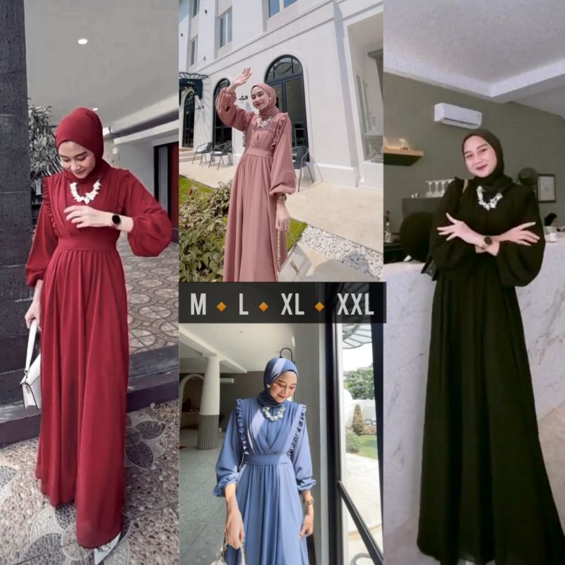 SHAMARA DRESS CERUTY ARMANY FULL FURRING/VEREN MAXY FREE BELT/FASHION MUSLIM WANITA M L XL/GAUDY MAXY/GAMIS KEKINIAN/FAR MOSLEMSTORE