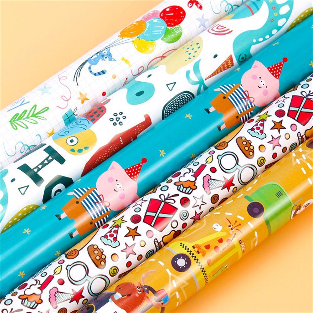 Chookyy Kertas Pembungkus Kado DIY Colorful Dinosaurus Kartun Planet Gift Wrapper