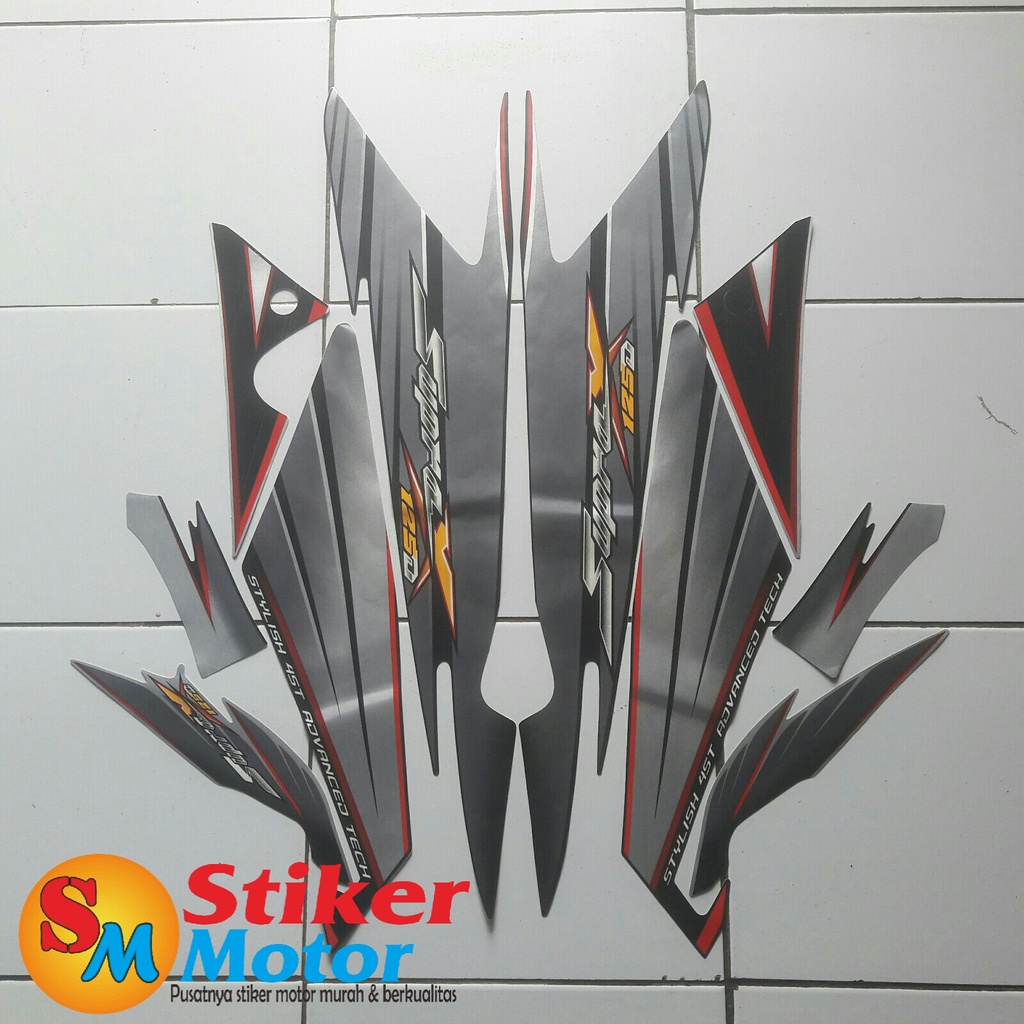 STRIPING STICKER LIS LES POLET BODY MOTOR SUPRA X 125D 2005 HITAM-SILVER