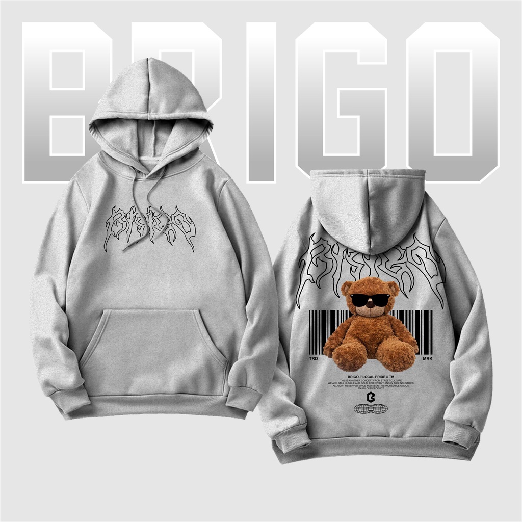 BRIGO Jumper Hoodie Beruang Style Cool  II Sweater Hoodie BRIGO Sablon DTF Fleece Cotton M-XXL (Pria &amp; Wanita) Free stiker&amp;Gantungan Kunci