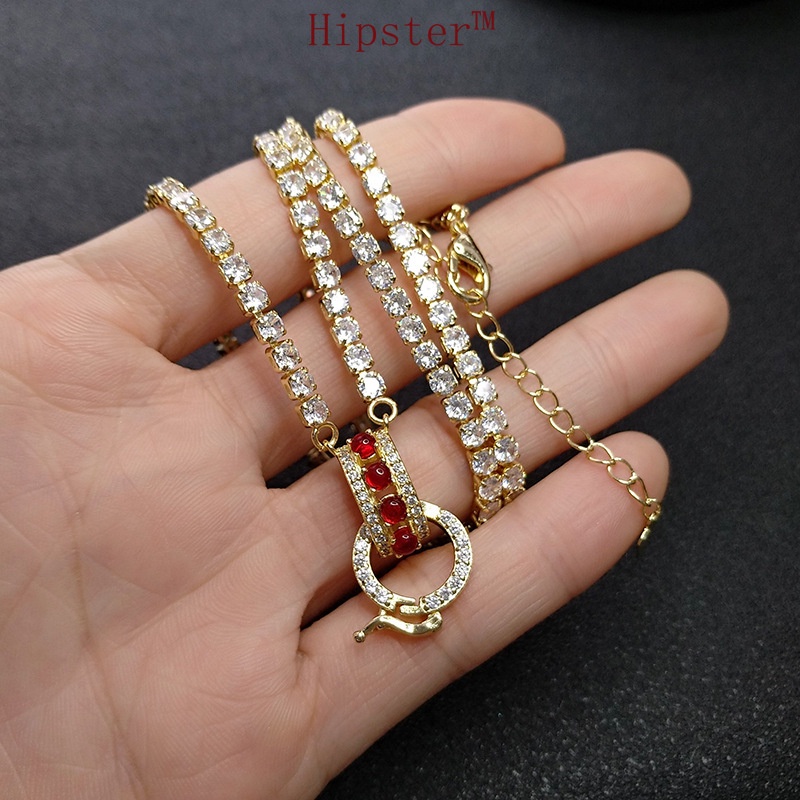 Classic Hot Sale Fashion Ring Full Diamond Sapphire Gold Pendant Necklace