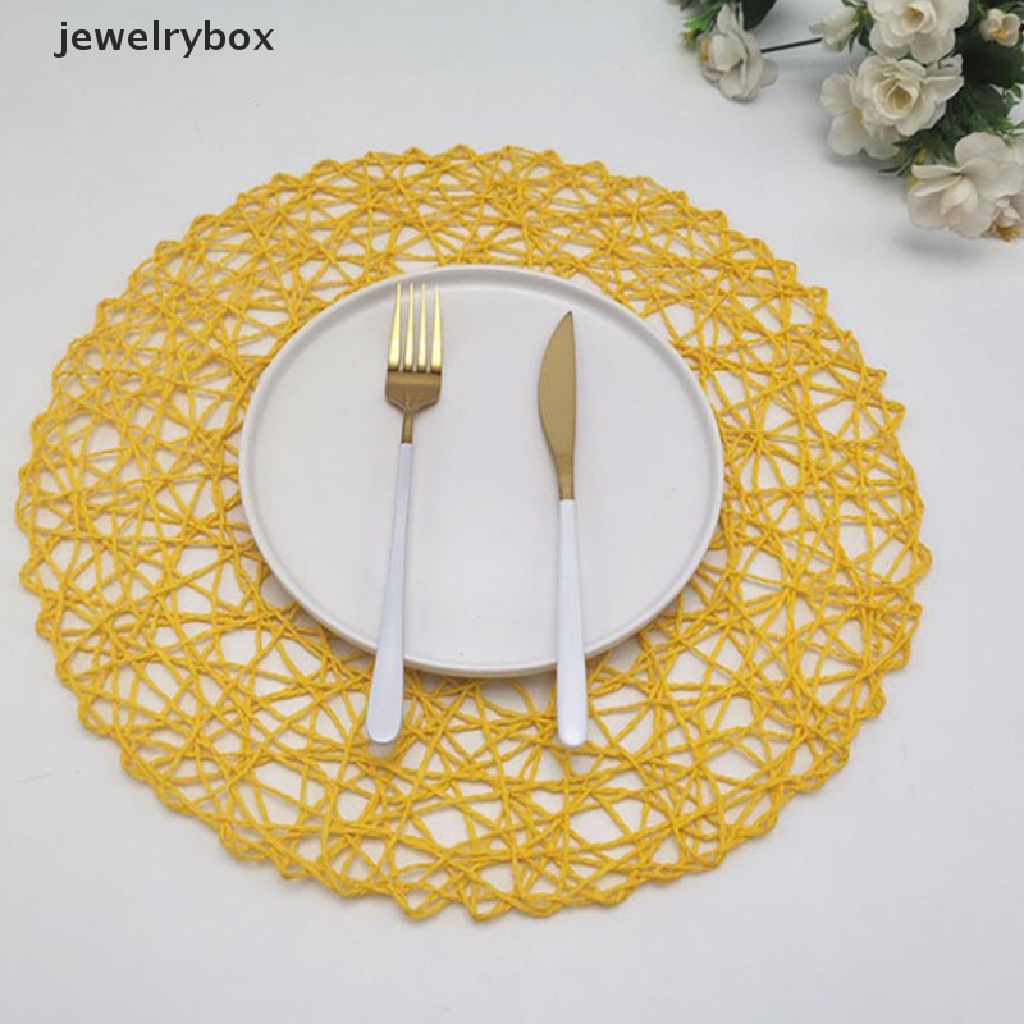 (jewelrybox) Alas Piring Bentuk Bulat Bahan Woven Untuk Meja Makan