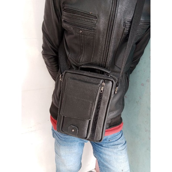 TAS kulit asli pria termurah model selendang