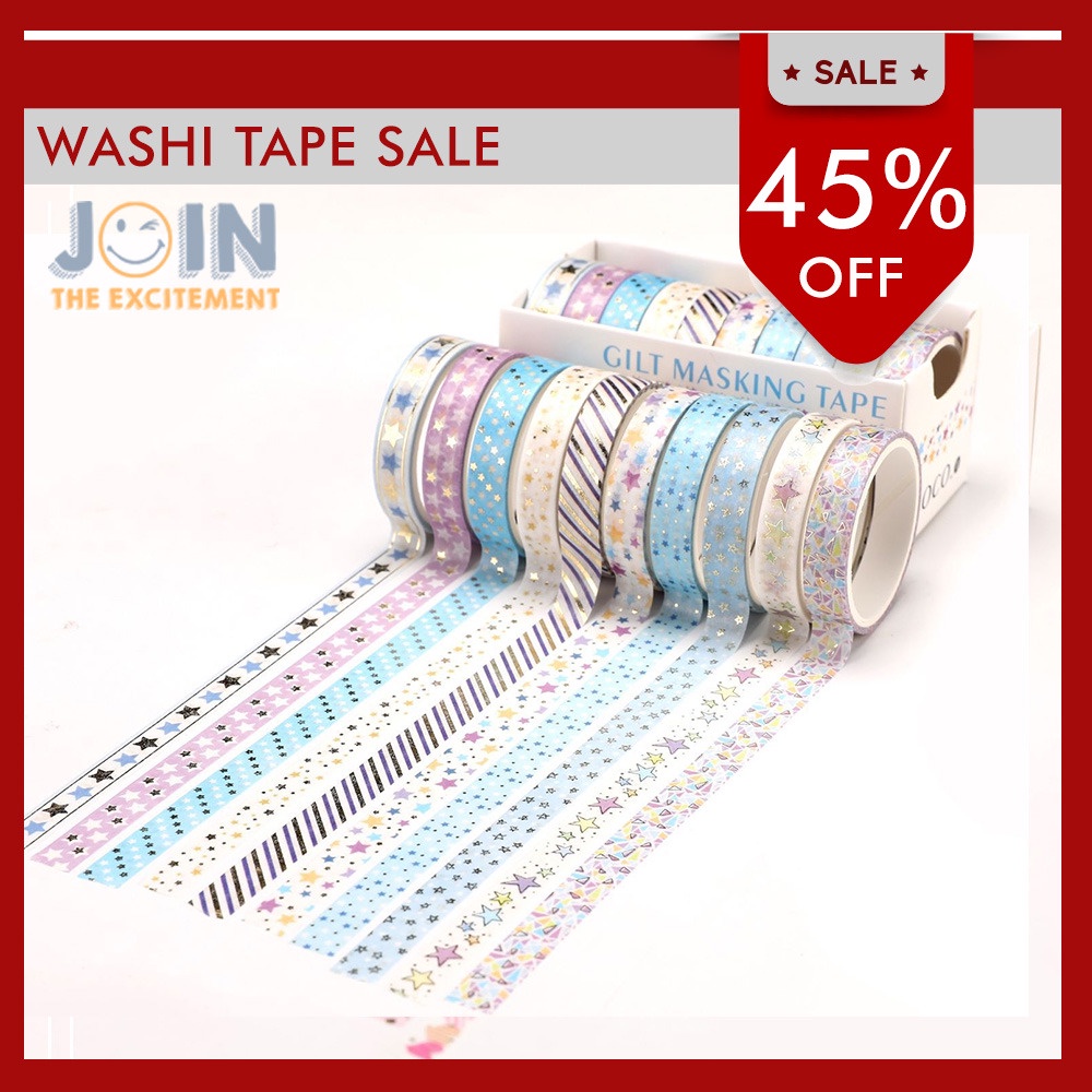 

Gold Foil Washi Tape Cute Kawaii Stars DIY Masking Tape-Stars