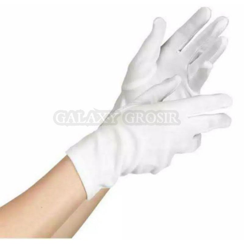 [12pcs] Sarung tangan putih &amp; hitam polos kain bisa dicuci