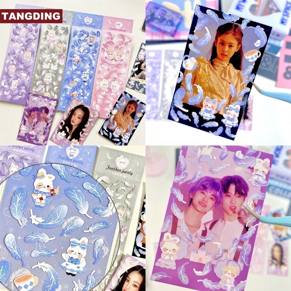 【COD Tangding】Korean Feather Party Ins Photocard Polcos Decorative Material Stickers