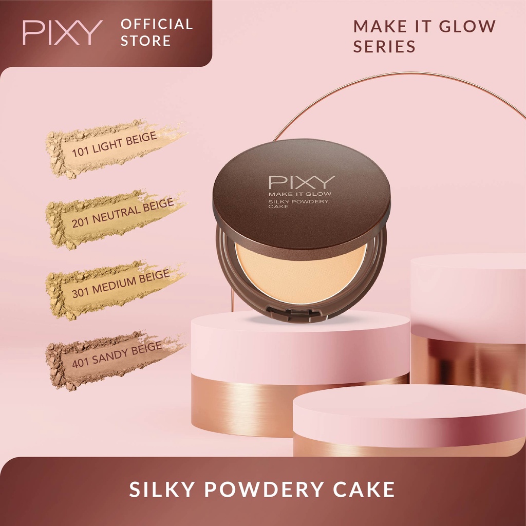 PIXY Make It Glow Silky Powdery Cake 301 Medium Beige