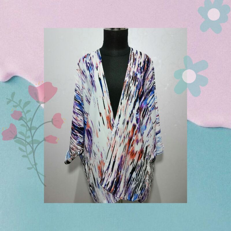 outer abstrak salur/kardigan/long/murah