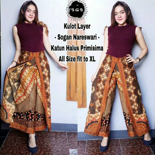 Celana kulot layer batik