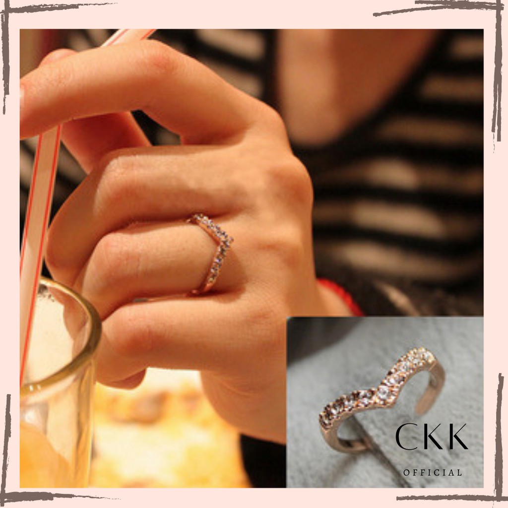 ➰CKK➰ Cincin Wanita FA59 Love Diamond Fashion Aksesoris Korea Cute