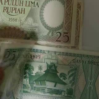 Jual Uang Kuno 25 Rupiah Kertas Tahun 1958 untuk mahar nikah atau ...