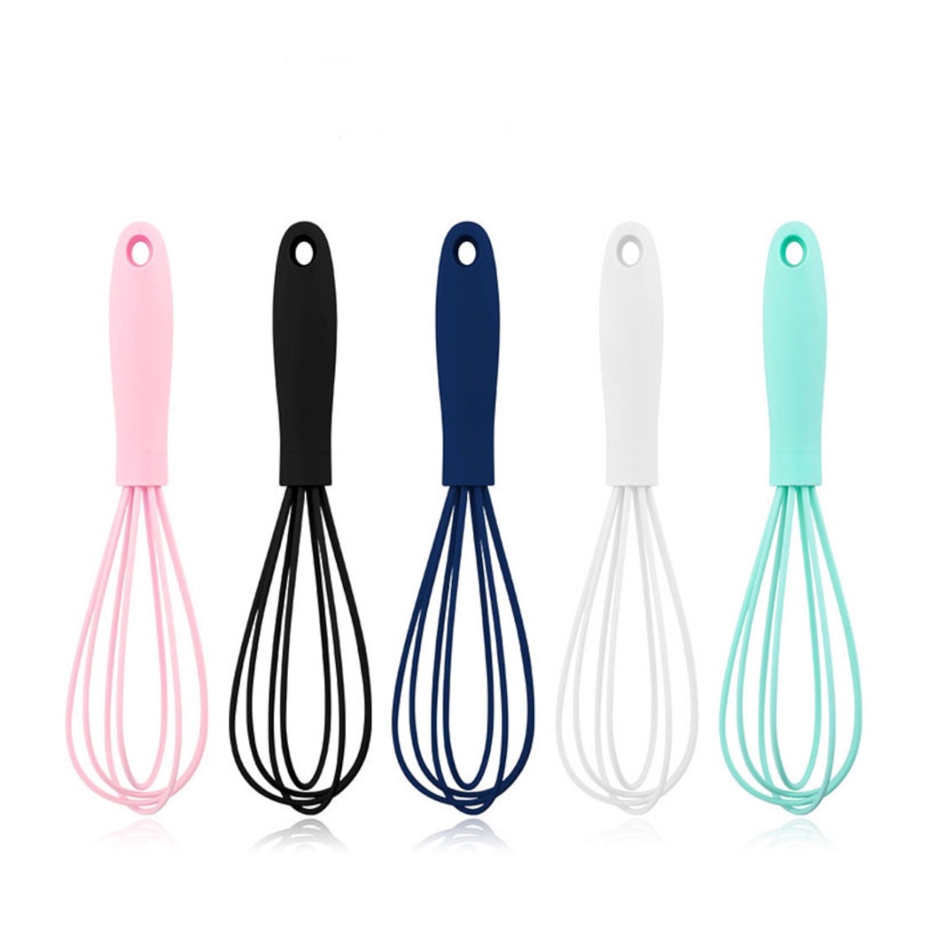 KAISSO - HAND MIXER MANUAL PENGOCOK ADONAN KOCOKAN TELUR | FULL SILICONE MIXER BAKING WHISK EGG BEATER KOCOKAN TELUR PENGADUK ADONAN BPA-FREE | SMALL WHISK SILICONE / HAND WHISKER MINI SILIKON KOCOKAN TELUR 17 CM