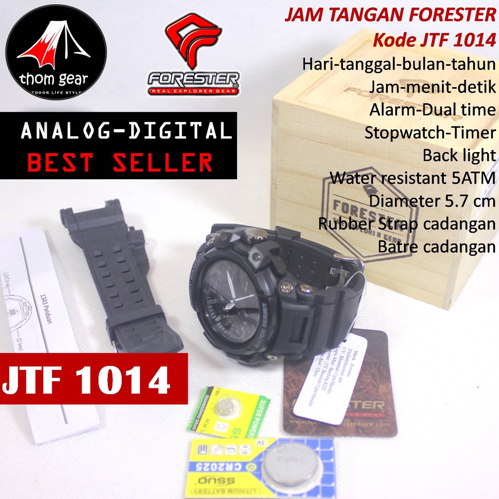 Forester Jtf 1014 Jam Tangan Pria Origial Forester Analog Digital Adventure Sport Outdoor Waterproof Water Resistant Anti Air Pria Cowok Original Ori Terbaru 2022 Free Rubber Strap Cadangan Batre Box Kayu Thomgear Bangakalan Palangkaraya Pare Pare Kebomas