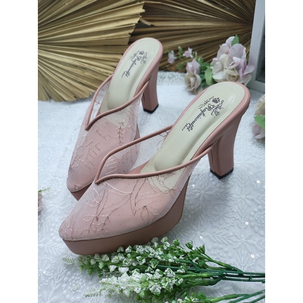 sepatu V KELLY dustypink tinggi 10cm