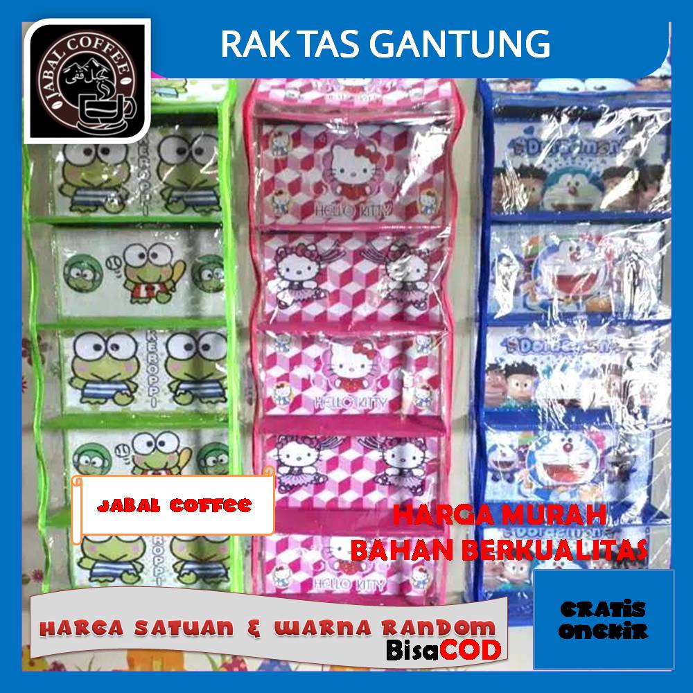 Rak Tas Gantung Lima Sap Full Resleting Alas Triplek / Rak Gantung Tas Motif Polos 675 Gram