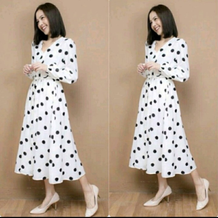 FWG - DRESS POLKADOT 1202 / DRESS WANITA / LONGDRESS / BAJU WANITA / DRESS KONDANGAN / BAJU