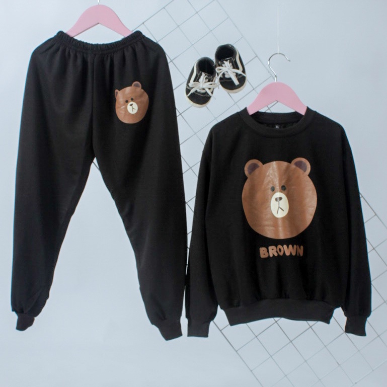 ZAHRA - Sweater Setelan Anak Laki Laki Dan Perempuan BEAR BRWON KIDS