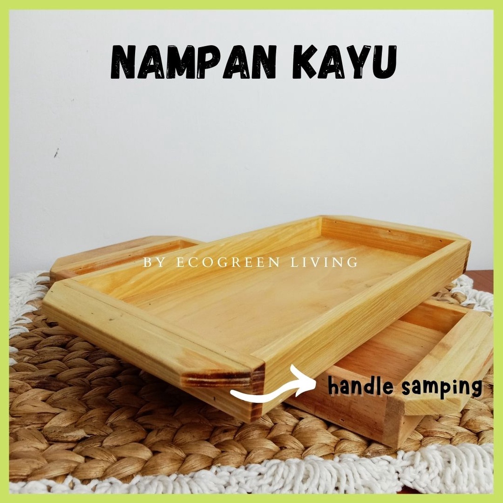 WOODEN SERVING TRAY / NAMPAN SAJI KAYU PINUS MINI SIZE 30X15X3 CM HANDMADE BY ECOGREENLIVING