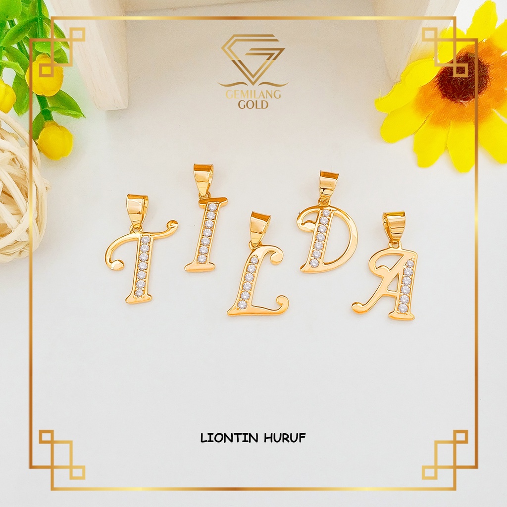 LIONTIN EMAS HURUF KADAR 300 (6K) & 375 (8K) LIONTIN ALPHABET KALUNG LUCU & MEWAH INISIAL NAMA (LK A