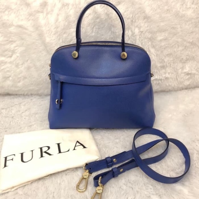 Preloved Furla Piper Dome Medium Blue Laguna