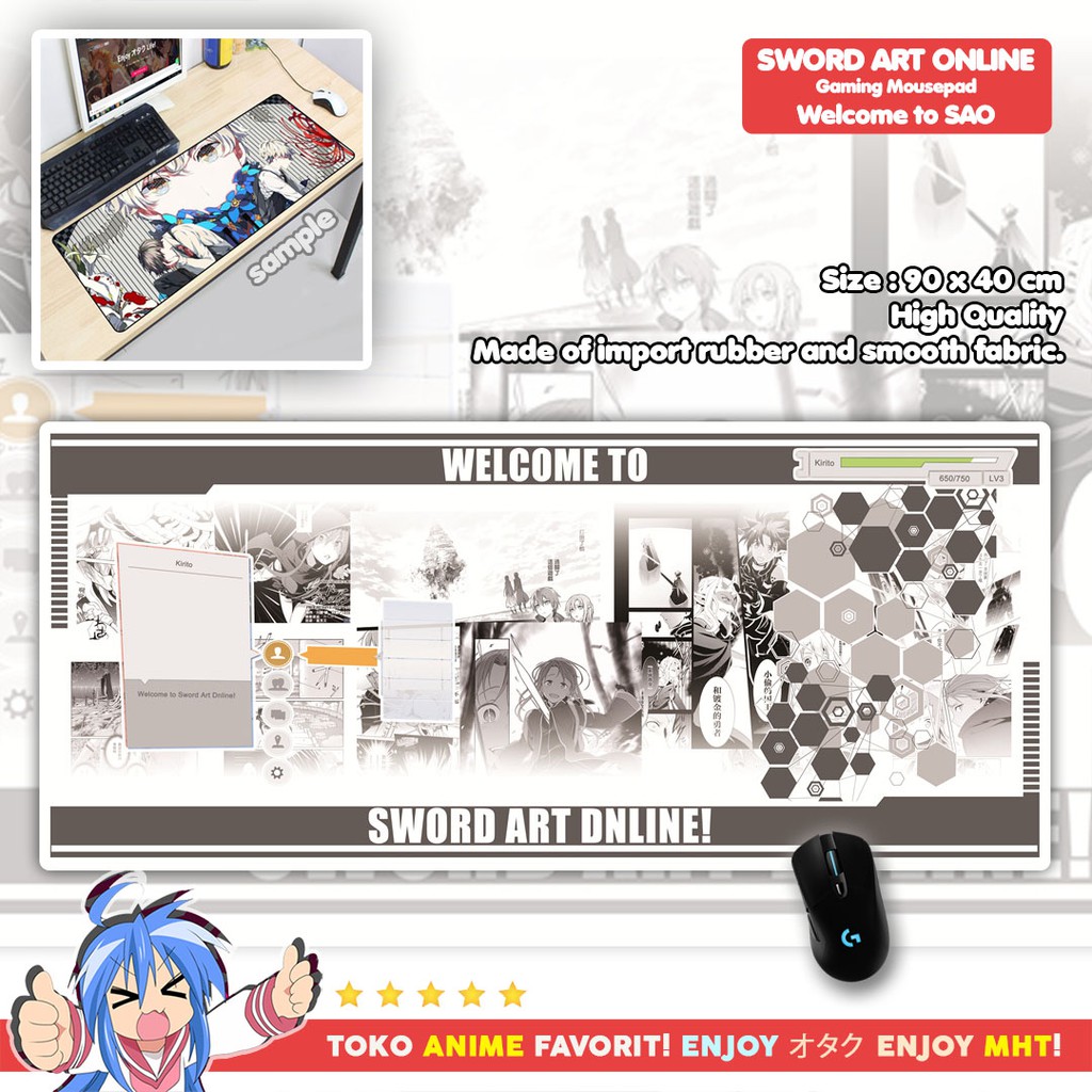 Mousepad Anime Gaming - Deskpad - Sword Art Online SAO : Welcome