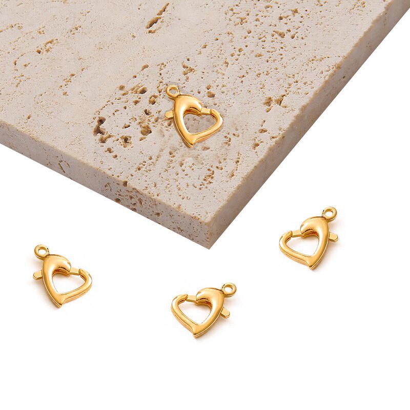 9x13mm18K Gold Plated Heart Shape Lobster Clasp Copper Hooks For DIY Jewelry Making Necklace Bracelet Findings Accessory