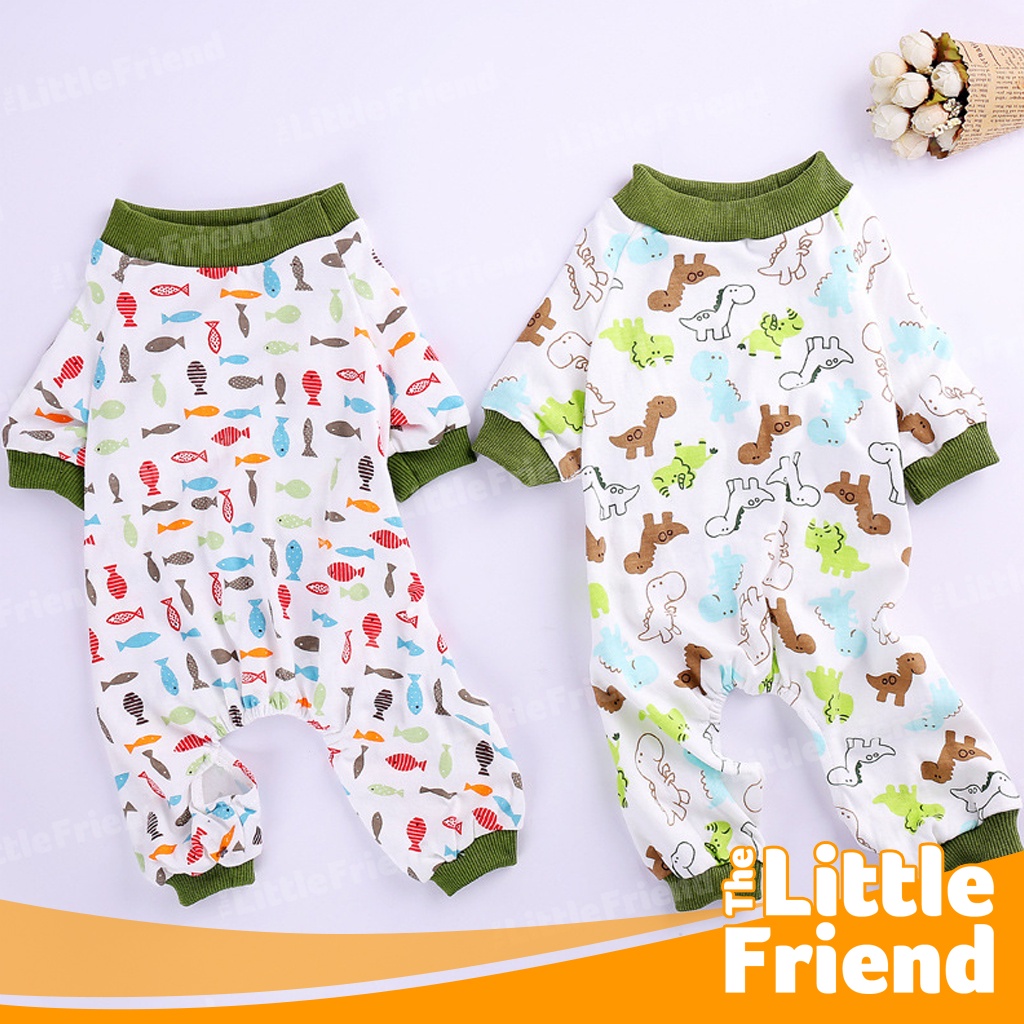 Baju Tidur Piyama Pajamas Kucing Anjing Model Jumpsuit Kartun Lucu