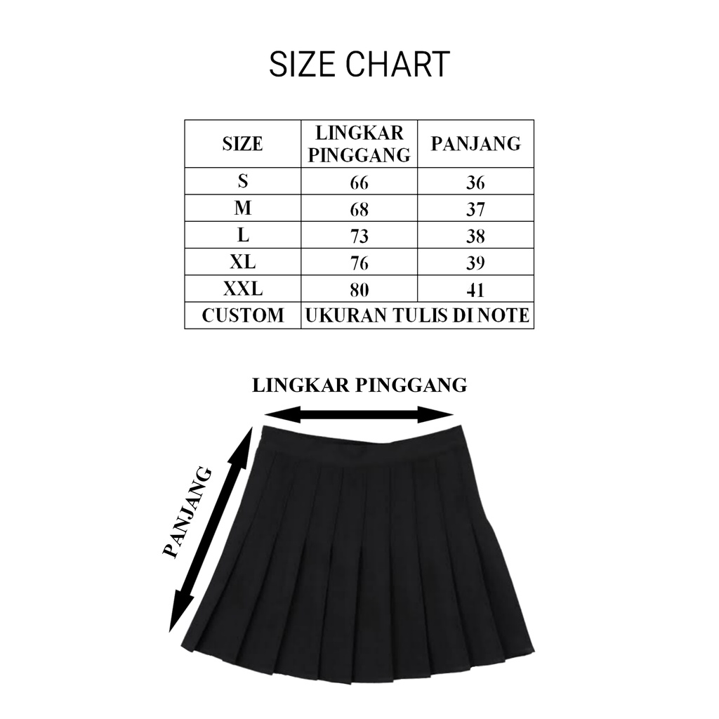 KOREA TENNIS SKIRT DEWASA//LIPIT SKIRT//ROK MINI SIZE LENGKAP POLOS