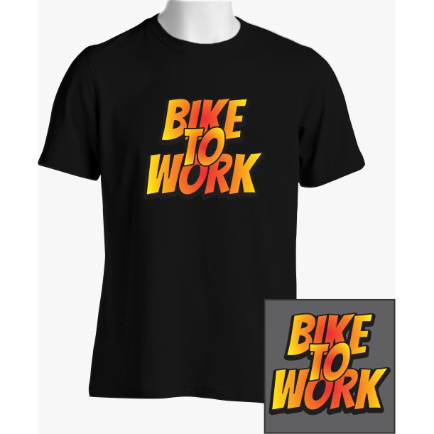 Kaos bike to work sepeda tulisan orange besar combed 30s