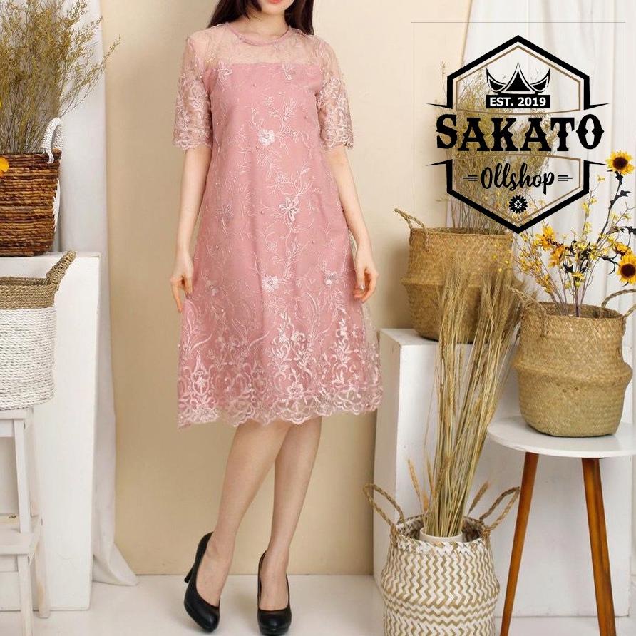 Recomend NAMPOL Dres Brukat Tille Pendek Wanita Remaja&Dewasa Model Kekinian 2021 2022 TERMURAH / Dr