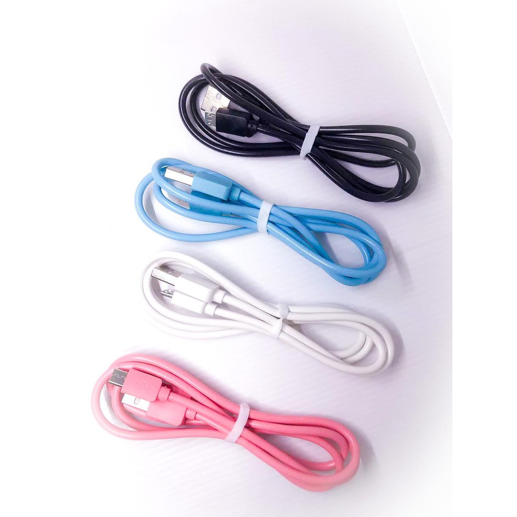 Kabel Data HITAM PUTIH BIRU PINK Warna Warni 100cm Charging Micro USB MURAH