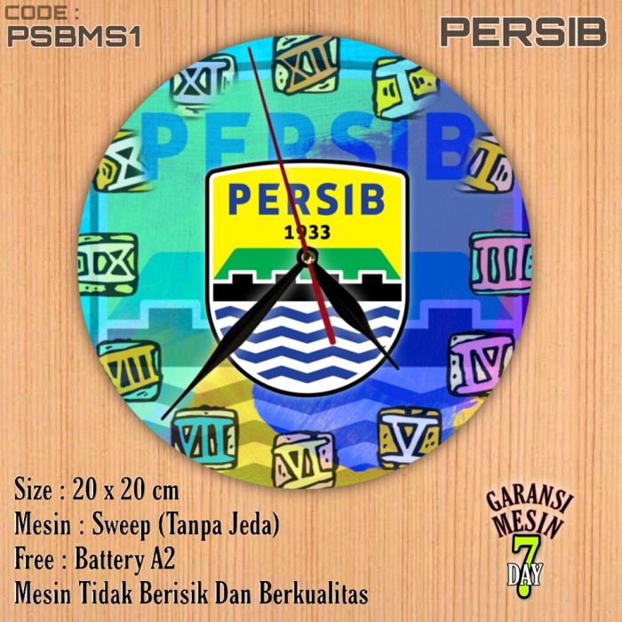 Jam Dinding PERSIB BANDUNG Team Club Klub Sepak bola BOBOTOH MAUNG BANDUNG