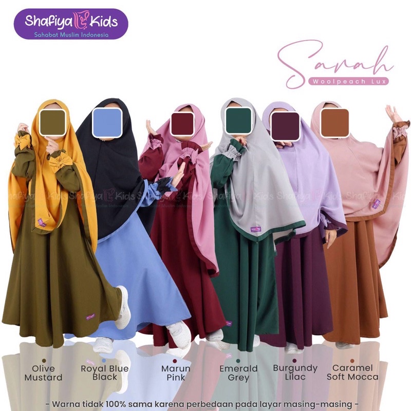 Gamis Sarah bahan woolpeach lux /Gamis syari sarah by shafiya kids