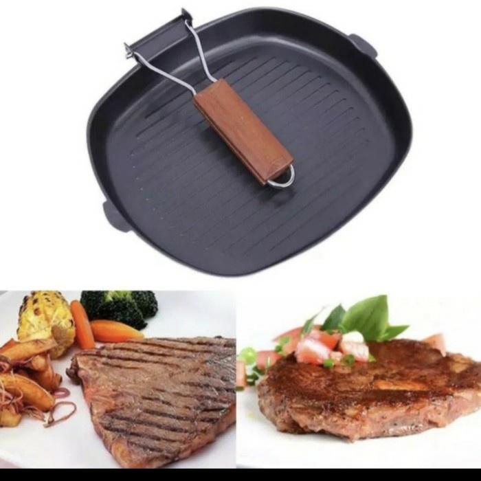 Square Grill Pan 20CM Anti Lengket | Grill Pan Kotak Segi Teflon Panggangan Wajan Alat Panggang Dagi