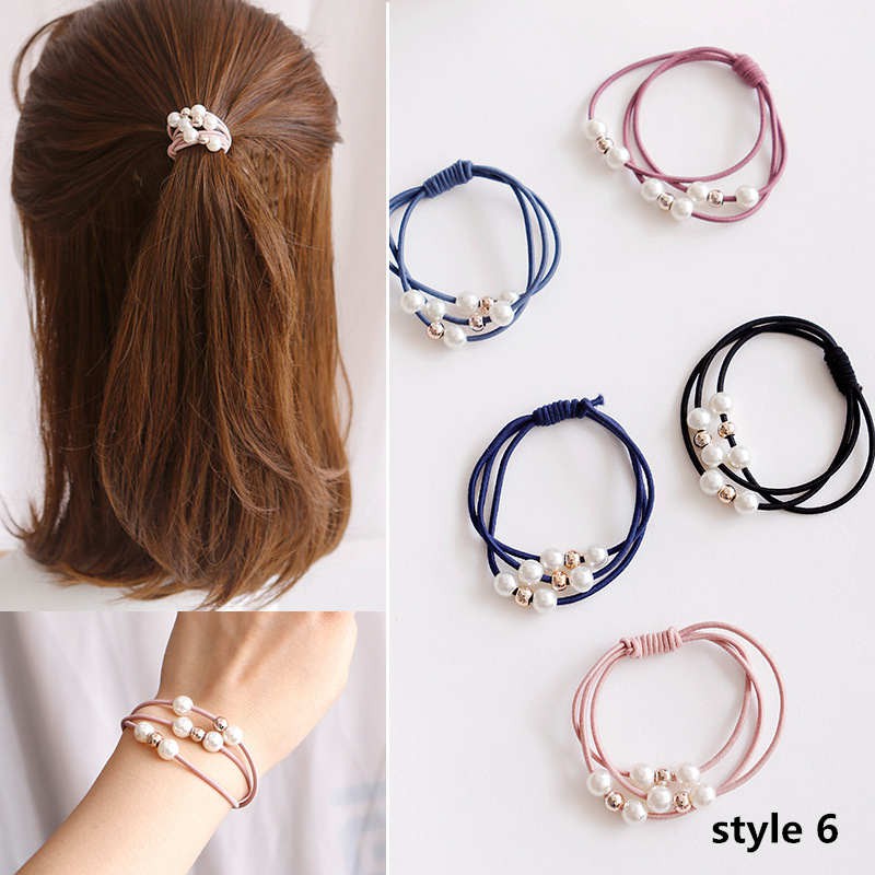OVERFLOWS.ID Acrylic Bead Hairtie Ikat Tali Rambut Mutiara Ala Korea Jepit Rambut Lucu