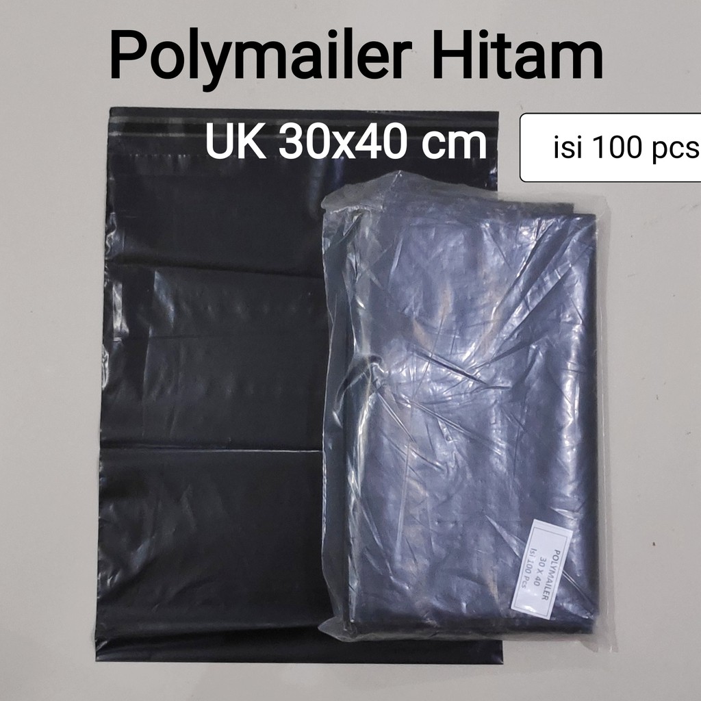 Polymailer uk 30x40 (100pcs) Plastik Packing Lem Hitam, Plastik Lem, Plastik Baju