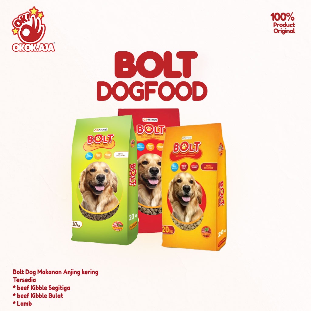 Makanan anjing kering premium murah BOLT DOG 20kg