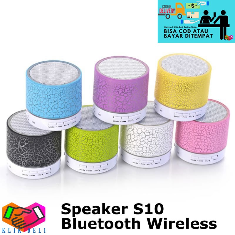 Speaker Bluetooth Model Retak / Speaker Portable S10 / Speaker Mini Wireless Led Lampu