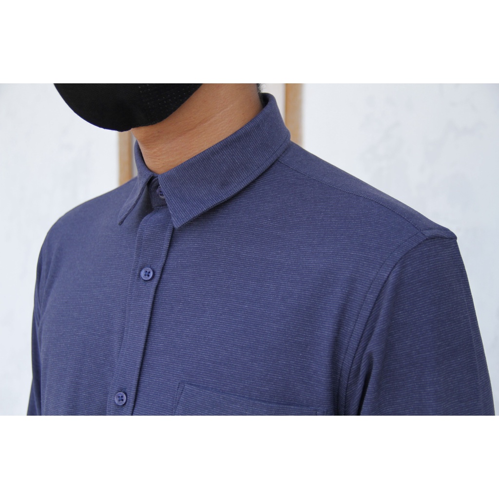 Kemeja Kerja Pria Formal STANLEY ADAMS Reguler Fit Biru Navy Lengan Panjang | Eazy Move | Hem Pria